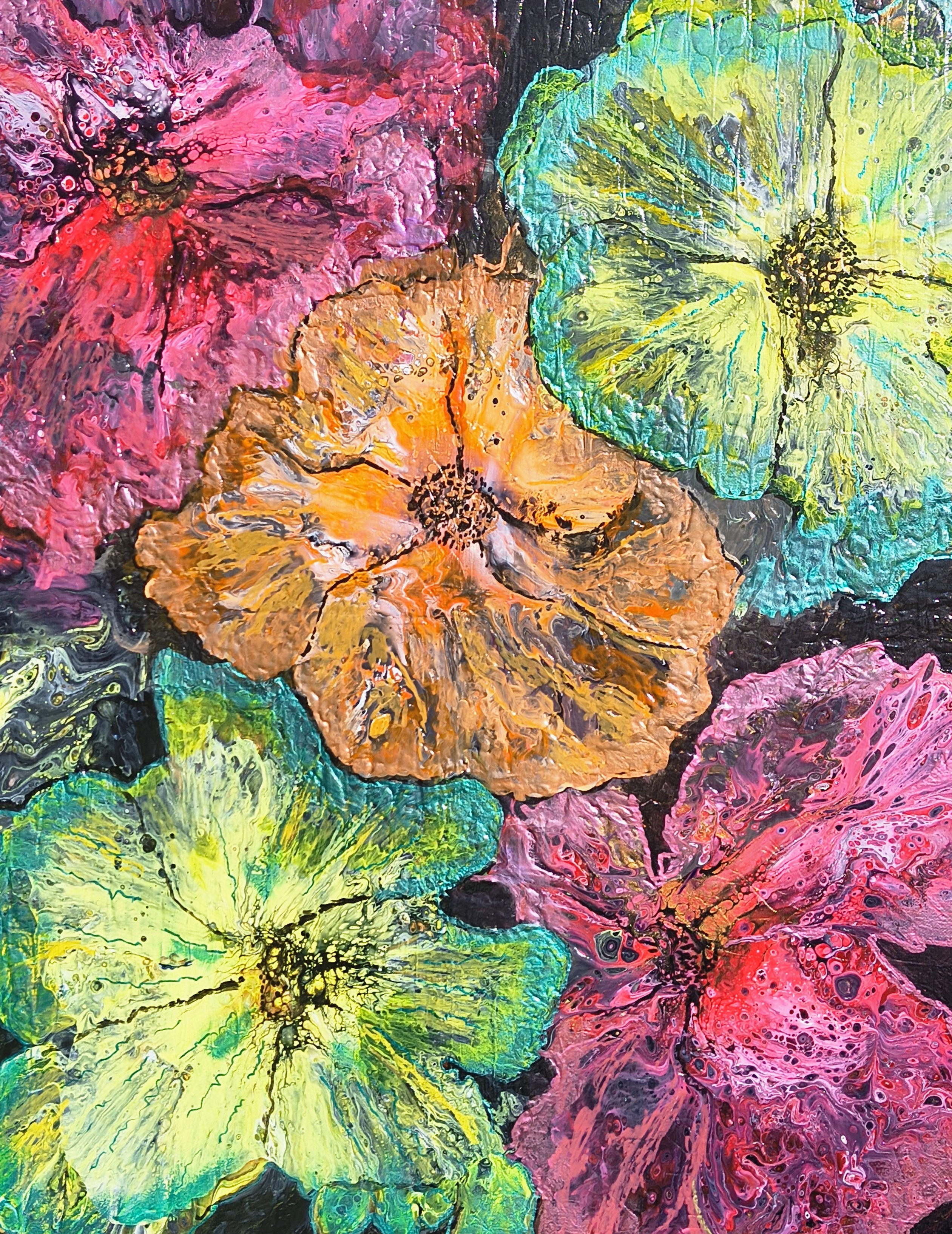 Floral Kinetic - pour painting by Chris Broussard